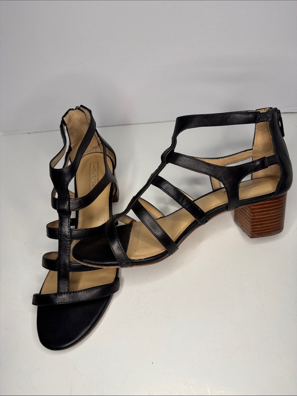 Antonio Melani Renatah Black Strappy Block Heel Sandals - Women
